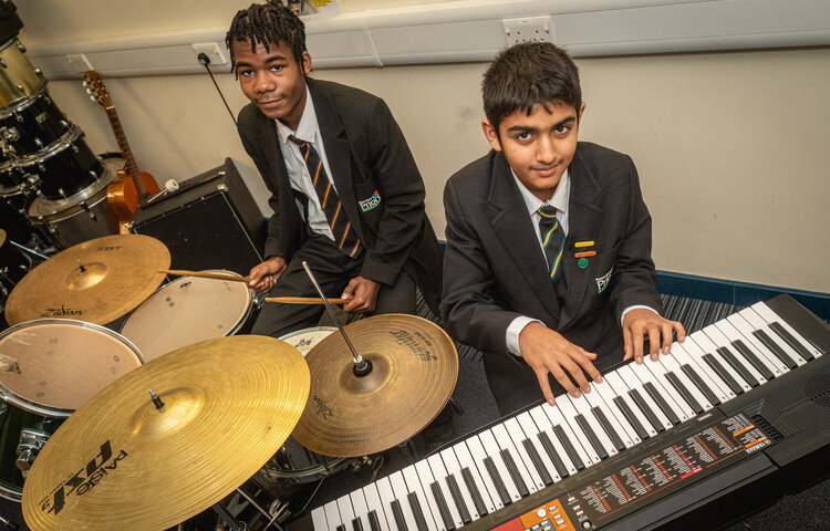 Image of Year 9 pupils are drumming up musical entertainment