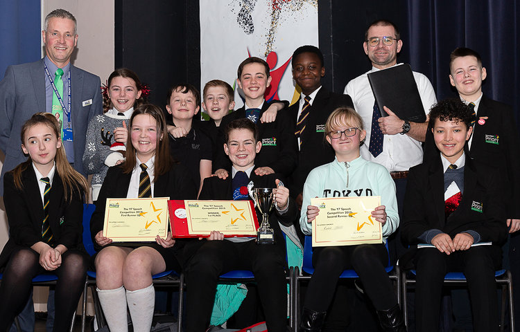 Image of Year 7 pupils speak out at competition